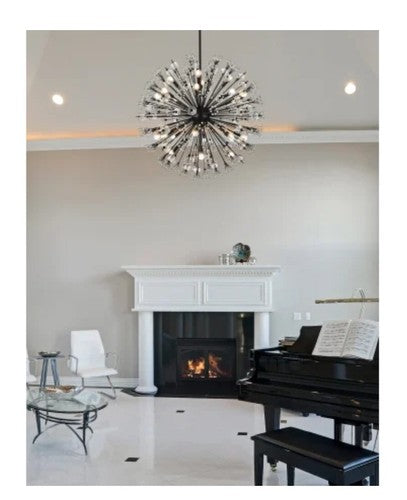 Elegant Lighting 2500D38BK Vera 24 Light 38" Wide Crystal Sputnik Chandelier with Clear Royal Cut Crystals