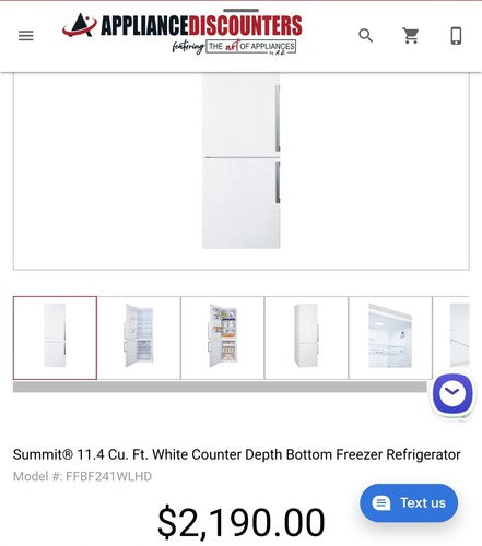 Summit Appliance FFBF241WLHD 24" Wide Bottom Freezer Refrigerator, White; Left H
