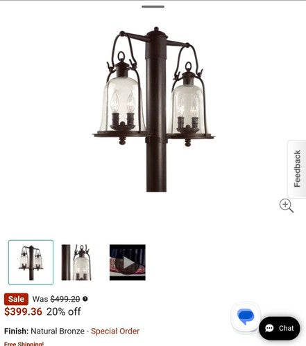 Troy Lighting Owings Mill 4 Light Post Light with Seedy GlassP9464NB