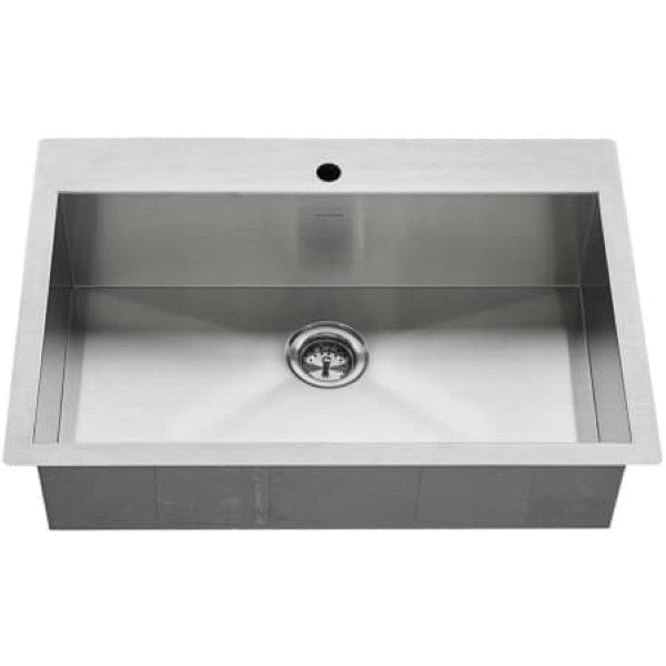 American Standard 18SB.9332211.075 Edgewater 33" Single Basin Stainless Steel Kitchen Sink for Drop In or Undermount Installations with Single Faucet Hole - Drain Included