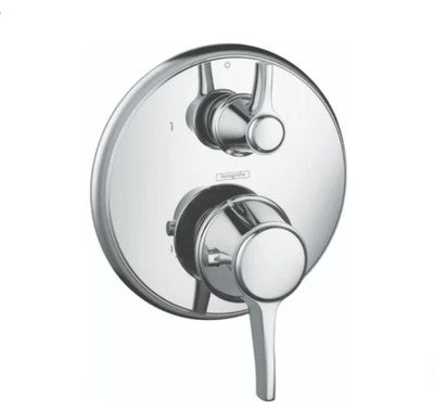 Hansgrohe 15752001 Ecostat Classic Thermostatic Valve Trim with Integrated Volume Control for 1 Distinct Function - Less Valve
