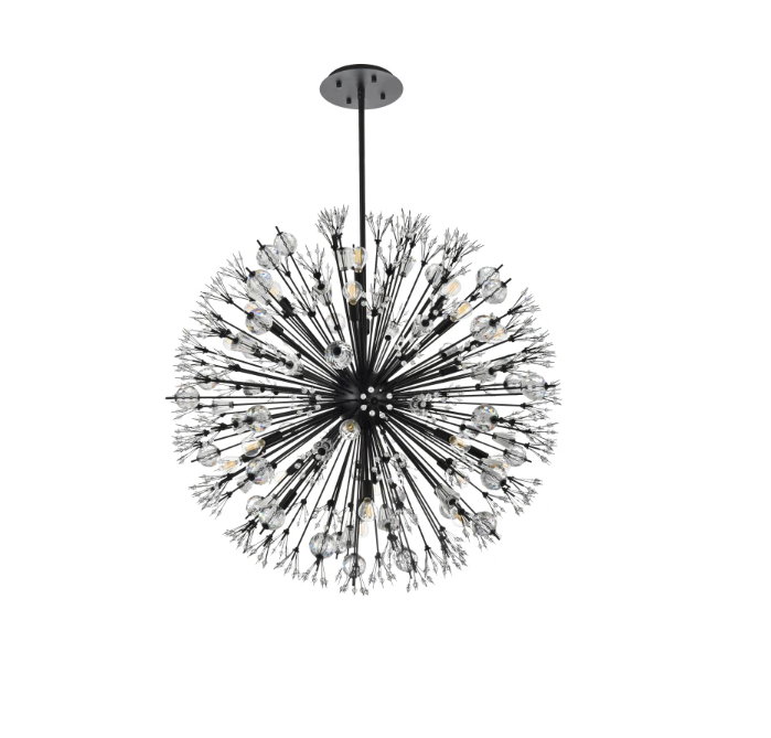 Elegant Lighting 2500D38BK Vera 24 Light 38" Wide Crystal Sputnik Chandelier with Clear Royal Cut Crystals