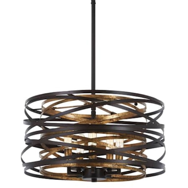 Minka Lighting 4675-111 Vortic Flow Convertible 5 Light 16" Wide Taper Candle Pendant - Semi-Flush Ceiling Fixture with Metal Shade