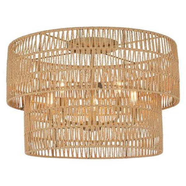 Minka Lighting 5042-695 Bungalow Heaven 5 Light 26" Wide Flush Mount with Papyrus Rope Shades