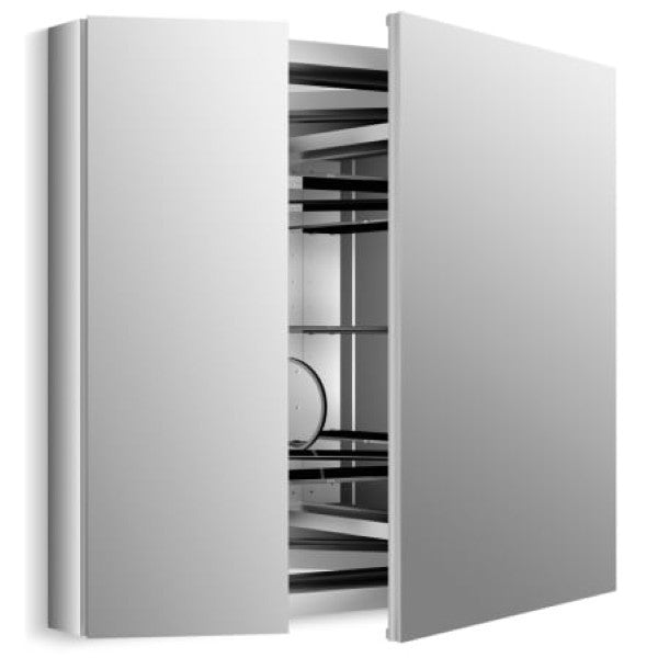 Kohler K-99009-NA Verdera 34" W x 30" H aluminum medicine cabinet with adjustable magnifying mirror and slow-close door