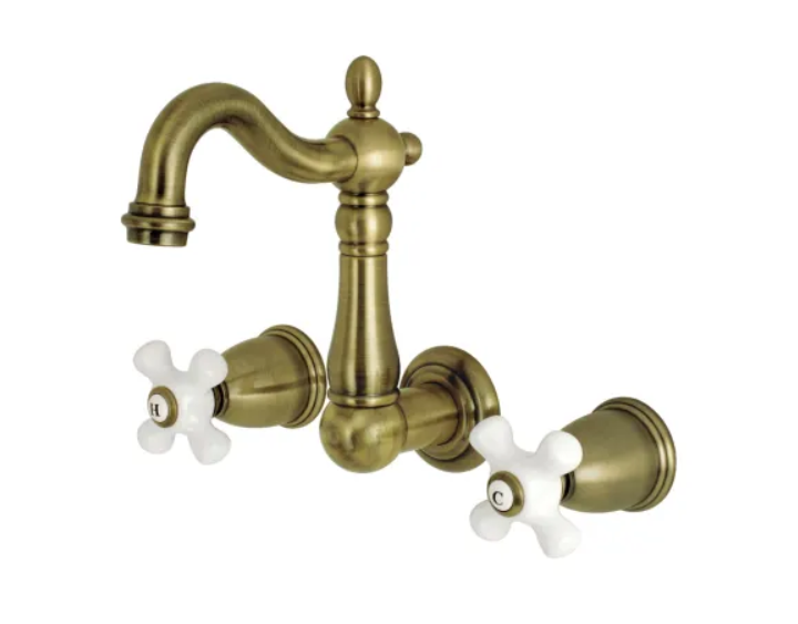 Kingston Brass KS1223PX Heritage 1.2 GPM Wall Mounted Widespread Bathroom Faucet