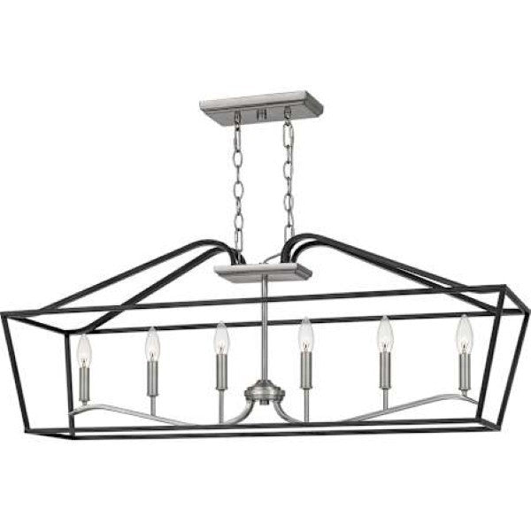 Quoizel CTA642MBK Catalina 6 Light 42 Wide Taper Candle Linear Chandelier