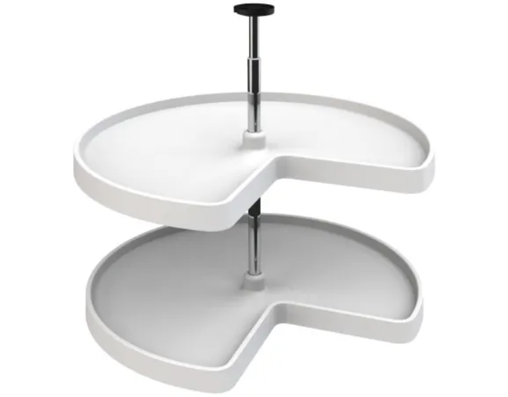 Rev-A-Shelf 3472-28-11-52 Value Line Double 2 Tier 28" Kidney Shaped Lazy Susan with 26-31" Adjustable Pole for Corner Base Cabinets