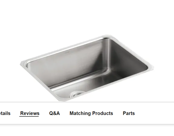 Kohler K-3325-NA Undertone 23" Single Basin Under-Mount 18-Gauge Stainless Steel Kitchen Sink with SilentShield