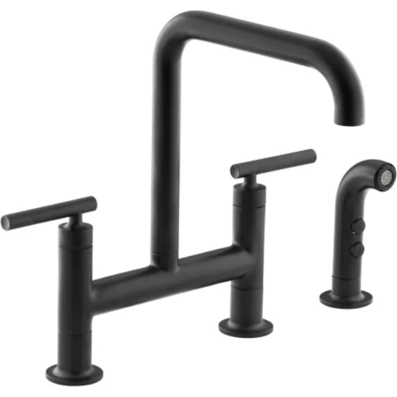 Kohler K-7548-4-BL Purist 1.5 GPM Widespread Bridge Kitchen Faucet