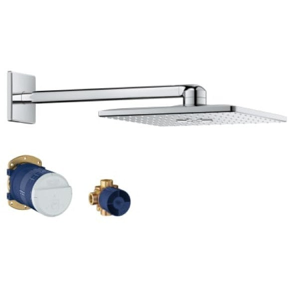 Grohe 26504000 Rainshower 1.75 GPM Multi Function Square Shower Head with Sh