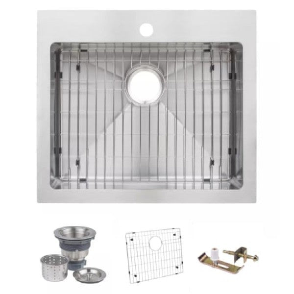 Miseno MNO2421SRTM 24 Top-Mount-Undermount Single Basin Stainless Steel Kitc