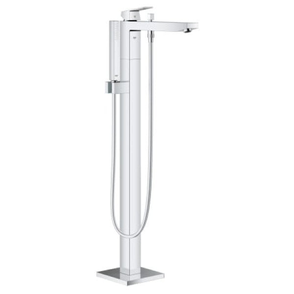 Grohe 23672001 Eurocube Floor Mounted Tub Filler with Handle and Built-In Diverter - Includes Personal Hand Shower