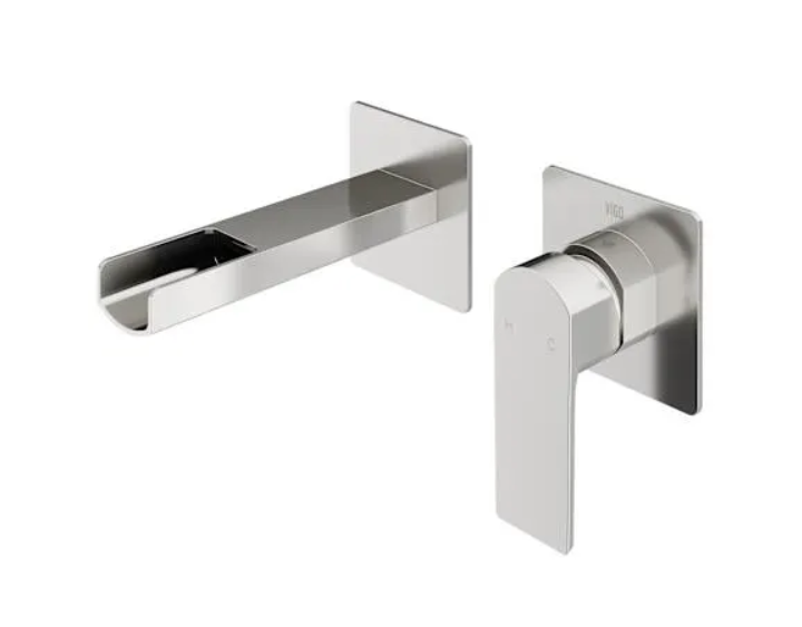 Vigo VG05005BN Atticus 1.2 GPM 5" H Single Handle Wall Mounted Widespread Bathroom Faucet