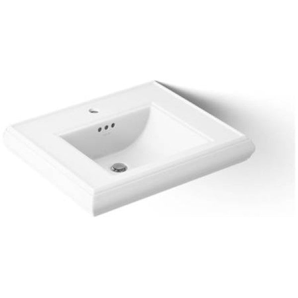 Kohler K-2239-1-0 Memoirs Classic 24" Fireclay Pedestal Bathroom Sink with 1 Hole Drilled and Overflow