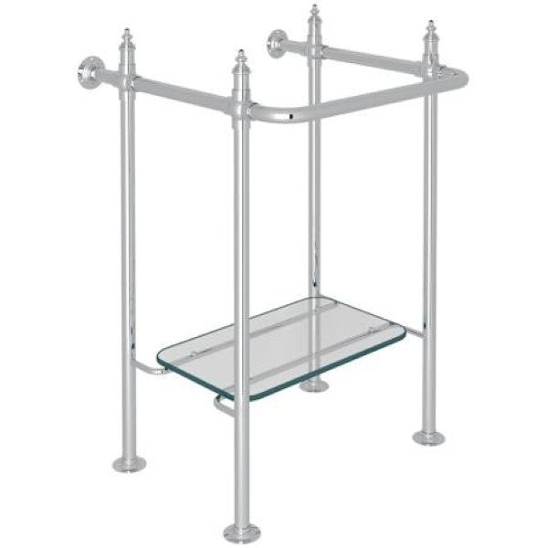 Perrin and Rowe RW2231APC 23" Brass Console Base for Bathroom Sink - Includes Glass Shelf