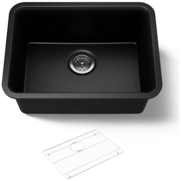 Kohler K-28001-CM1 Cairn 24-1-2 Undermount Single Bowl Neoroc Composite Kitc