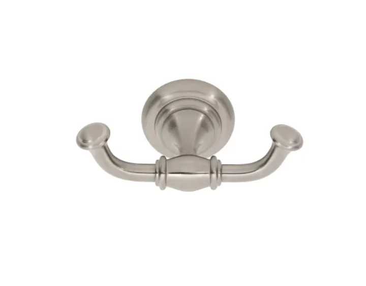 Alno A6784-SN Charlies 4-1-2" W Traditional Double Prong Solid Brass Wall Mounted Bathroom Towel Robe Hook