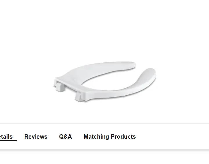 Kohler K-4731-SA-0 Stronghold Elongated Open-Front Toilet Seat with Anti-Microbial Agent, Integrated Handle and Self-Sustaining Check Hinge