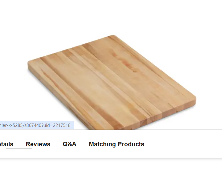 Kohler K-6667-NA Strive Wood Cutting Board