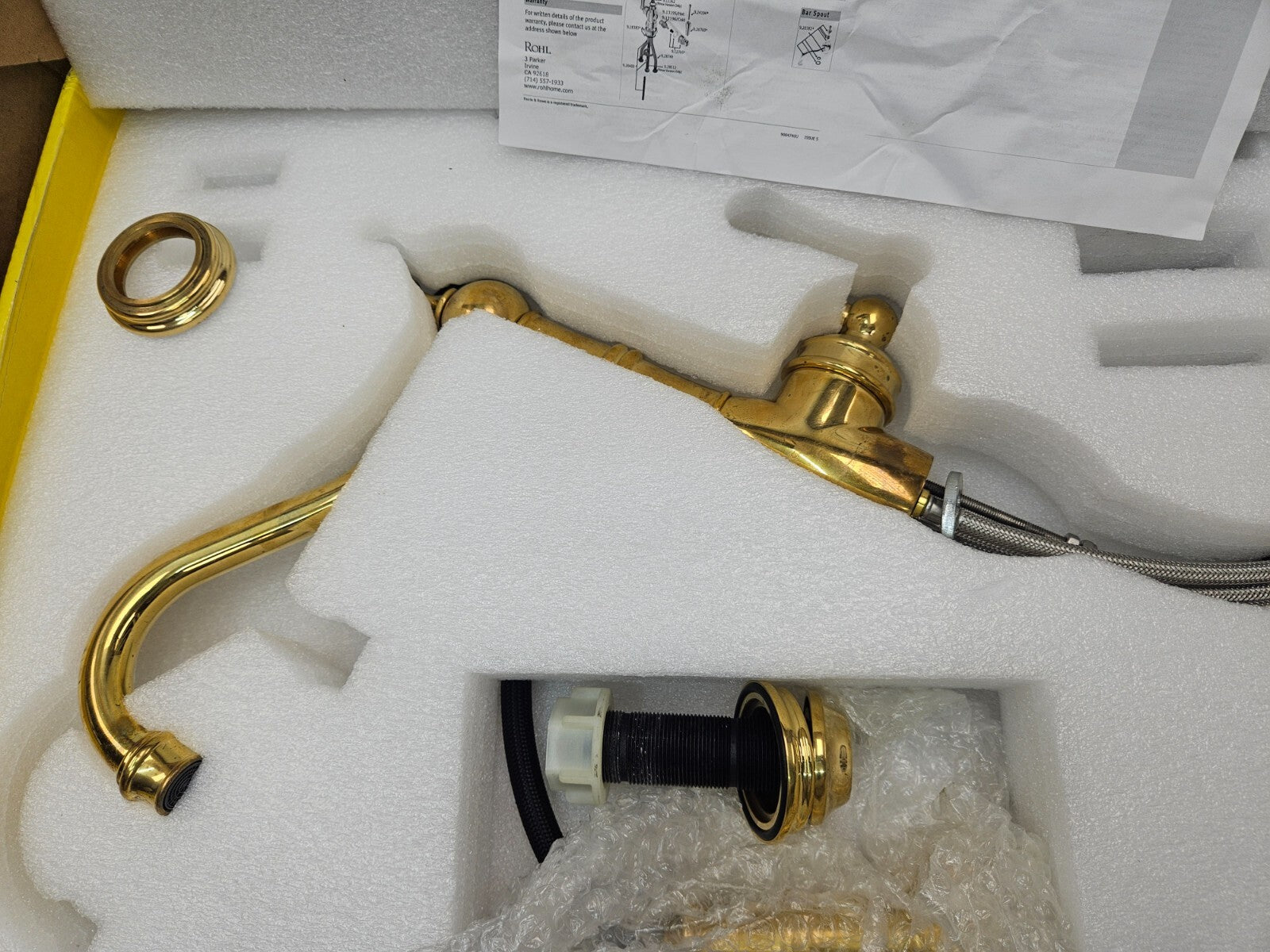Perrin and Rowe U.4746ULB-2 Single Hole Kitchen Faucet UNLACQUERED BRASS