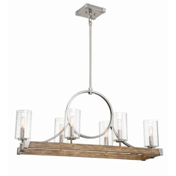 Minka Lighting 4016-280 Country Estates 6 Light 39" Wide Linear Chandelier with Seedy Glass Shades