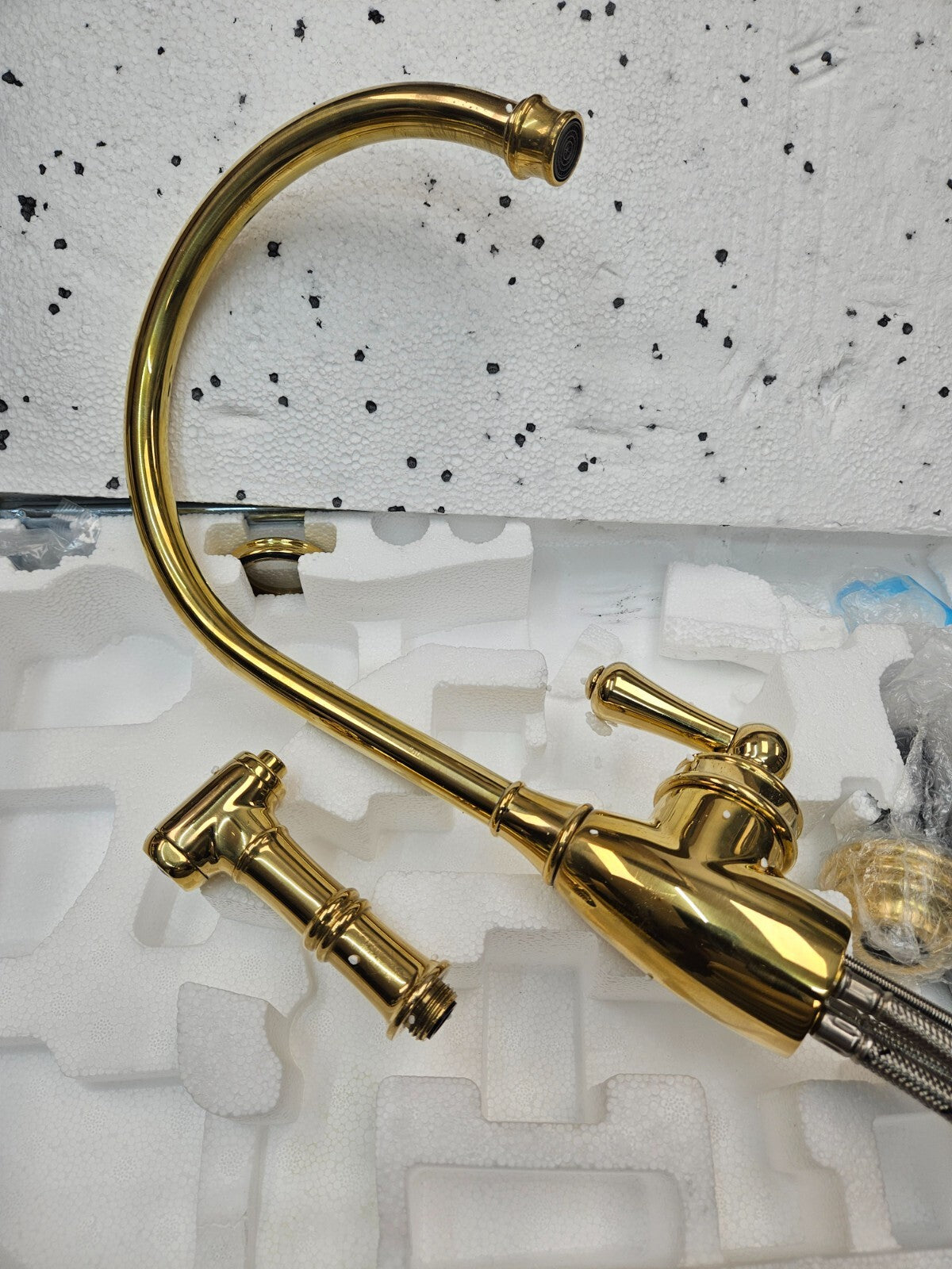 Perrin and Rowe U.4702ULB-2 Single Hole Kitchen Faucet UNLACQUERED BRASS SEE PIC