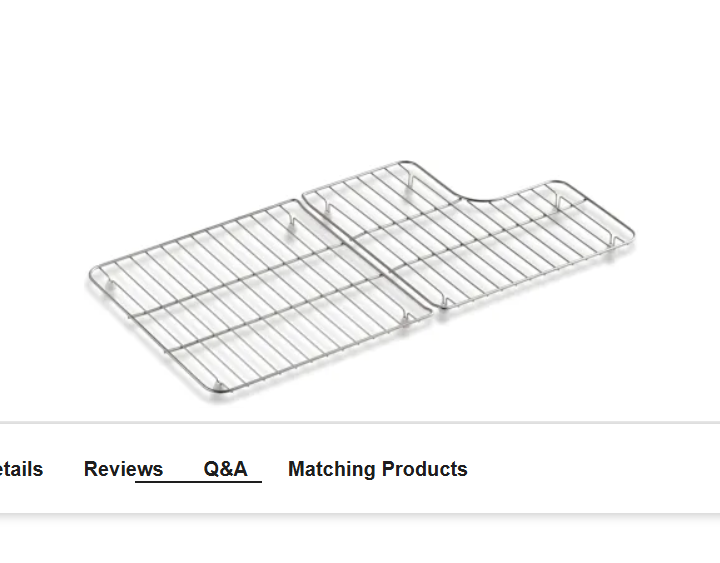 Kohler K-6639-ST Whitehaven Stainless Steel Right and Left Bottom Sink Racks with Hole for Drain