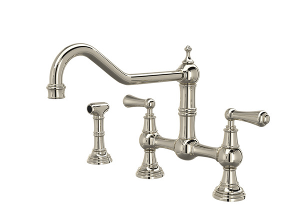 Perrin and Rowe U.4764L-PN-2 Widespread Bridge Kitchen Faucet - Includes Side Sp