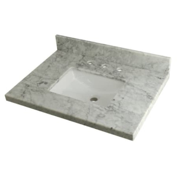 Kingston Brass KVPB3022M38SQ Templeton 30" Marble Vanity Top with Backsplash