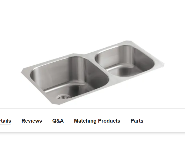 Kohler K-3356-NA #C114 Undertone 35" Double Basin Under-Mount 18-Gauge Stain