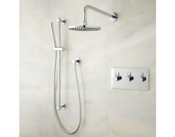 Signature Hardware 380000 Tosca Thermostatic Shower System with Rainfall Shower Head and Hand Shower - Rough-In Valve Included