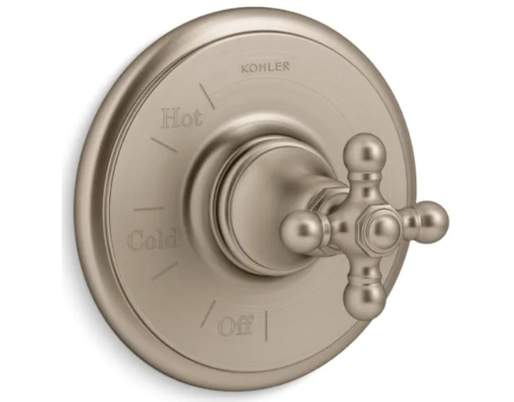 Kohler K-TS72767-3-BV Artifacts Pressure Balanced Valve Trim Only with Single Cross Handle - Less Rough In
