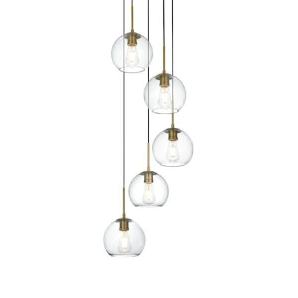Elegant Lighting LD2226BK Baxter 5 Light 18" Wide Pendant