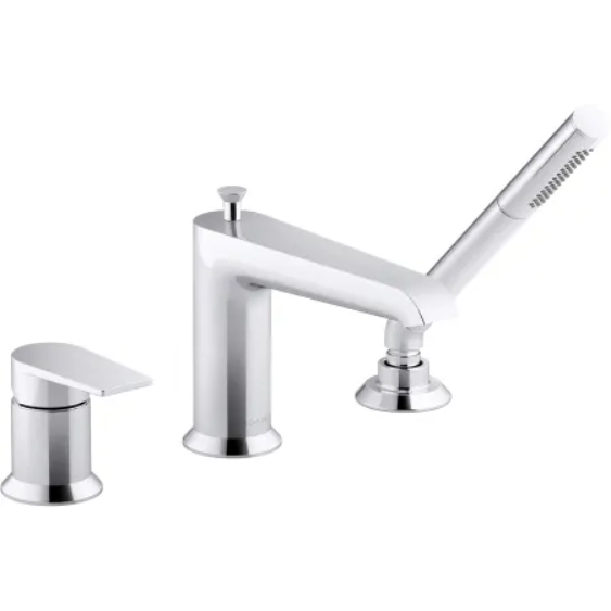 Kohler K-97070-4-CP Hint Deck Mounted Roman Tub Filler with Built-In Diverter - Includes Hand Shower