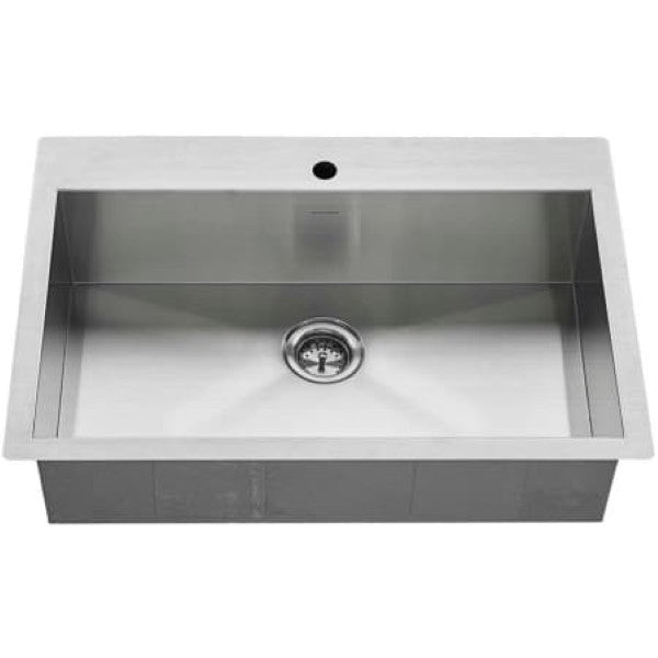 American Standard 18SB.9332211.075 Edgewater 33" Single Basin Stainless Steel Kitchen Sink for Drop In or Undermount Installations with Single Faucet Hole - Drain Included
