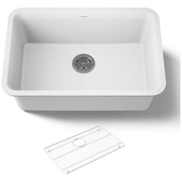 Kohler K-28000-CM6 Cairn 27-1-2" Undermount Single Bowl Neoroc Composite Kitchen Sink with Bottom Sink Rack