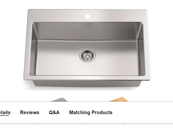 Kohler K-28902-1AC-NA #G1 Bentham 33" Undermount Single Basin Stainless Stee