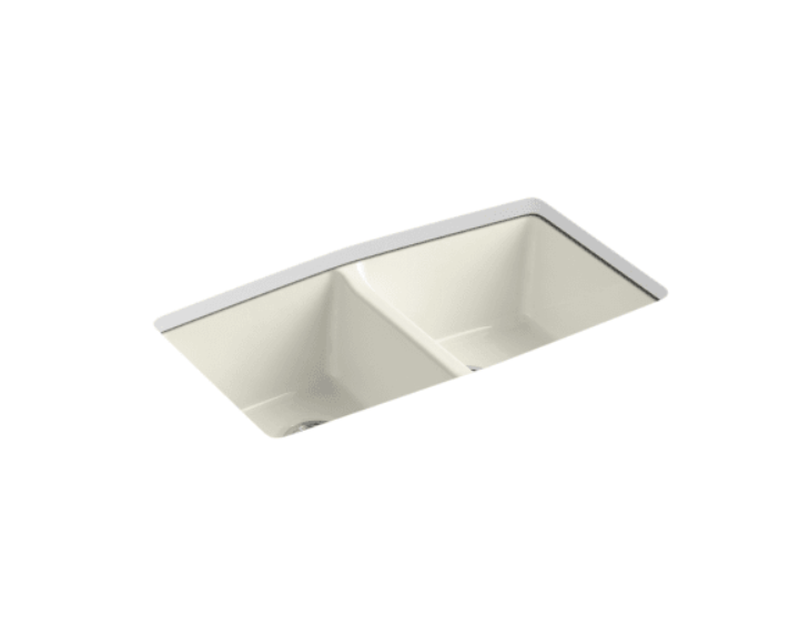 Kohler K-5846-5U-96 Brookfield 33" Double Basin Undermount Enameled Cast - Iron Kitchen Sink