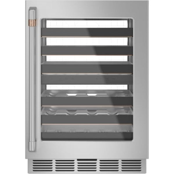 Cafe CCP06DP2PS1 24 Inch Wide 46 Bottle Capacity Built-In-Free Standing Wine Cooler