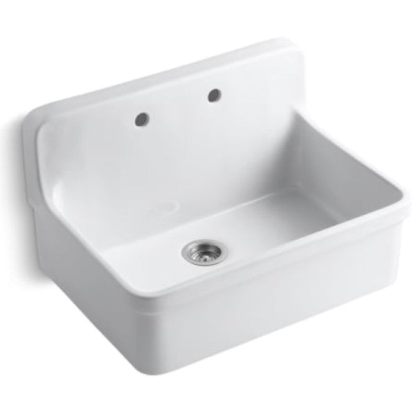 Kohler K-12700-0 Gilford 30" Single Basin Wall-Mount-Top-Mount Kitchen Sink with Apron-Front