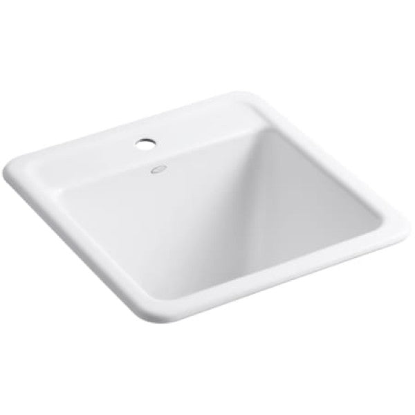 Kohler K-19022-1-0 Park Falls 21" Single Basin Undermount or Drop In Cast Iron Utility Sink with Single Faucet Hole