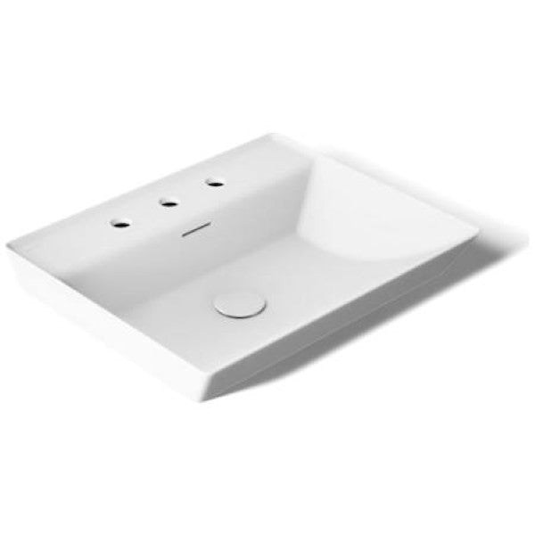 Kohler K-21059-8-0 Brazn 23" Rectangular Vitreous China Vessel Bathroom Sink with Overflow and 3 Faucet Holes at 8" Centers