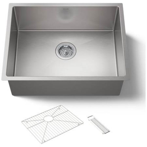 Kohler K-5286-NA Strive 24" Single Basin Undermount 16-Gauge Stainless Steel Kitchen Sink with SilentShield