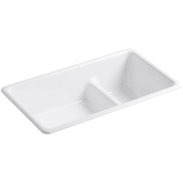 Kohler K-6625-0 Iron-Tones 33" Undermount Smart Divide Double Basin Enameled Cast Iron Kitchen Sink
