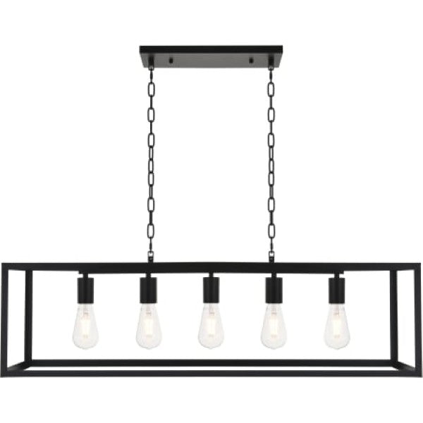 Elegant Lighting LD4063D38BK Resolute 5 Light 38" Wide Linear Chandelier with Rectangular Frame