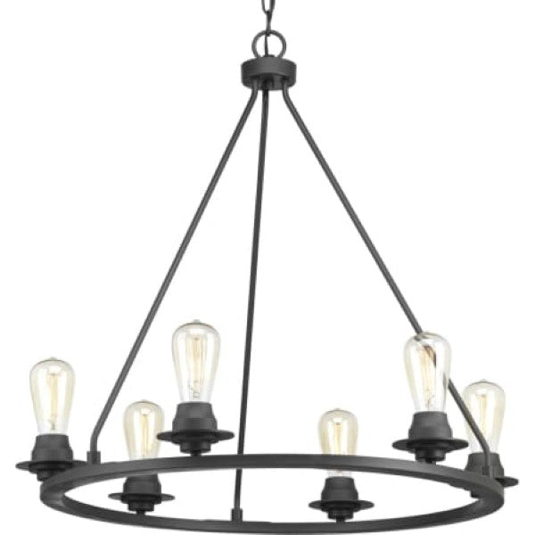 Progress Lighting P400015-143 Debut 6 Light 28" Wide Ring Chandelier with Glass Shade Options