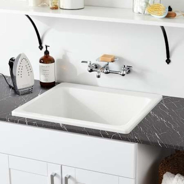Signature Hardware SHLS2522WH Medford 25" Drop In or Undermount Single Basin Acrylic Laundry Sink