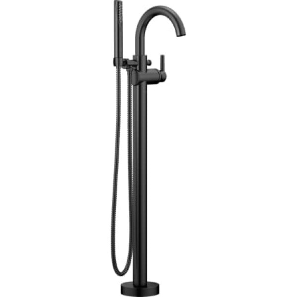 Delta T4759-BLFL Trinsic Floor Mounted Tub Filler with Integrated Diverter and Hand Shower - Less Rough In