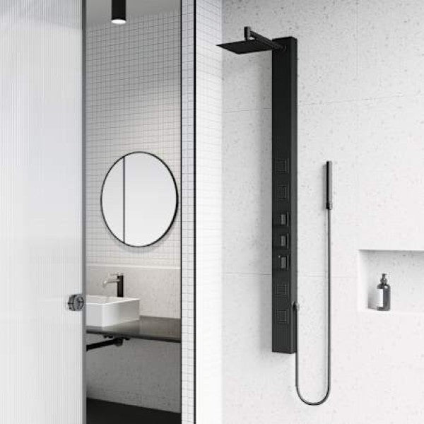 Vigo VG08017MB Sutton 58 H 4-Jet Thermostatic Shower Panel with Shower Head